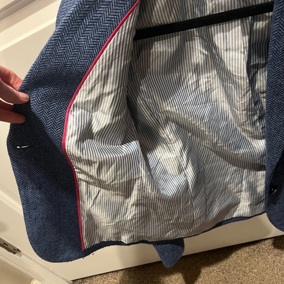 J. Crew Blue Herringbone Schoolboy Blazer with Gold Buttons - Picture 8 of 9